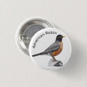 Badge Rond 2,50 Cm Robin américain (Devant & derrière)
