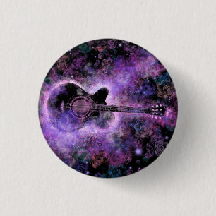 Badge Rond 2,50 Cm Rock N Roll Guitar Button Rock Music