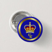 Badge Rond 2,50 Cm Roi Charles III Monogramme et Couronne 3 Cm Round (Devant & derrière)