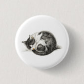 Badge Rond 2,50 Cm Rolled vers le haut couché chat (1825) (Devant)