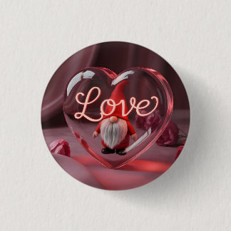 Badge Rond 2,50 Cm Romantic Gnome in Heart Display with Neon "Love"