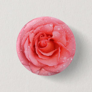 Badge Rond 2,50 Cm Romantic Pink Rose Water Drops