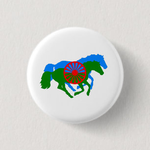 Badge Rond 2,50 Cm Romany drapeau tzigane et cheval Button