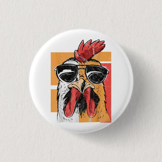 Badge Rond 2,50 Cm Rooster cool portant lunettes de soleil Retro Vint (Devant)