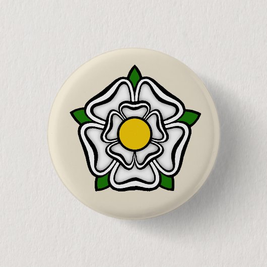 Badge Rond 2,50 Cm Rose blanche de York, Angleterre Emblème de Pource (Devant)