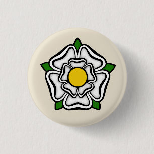 Badge Rond 2,50 Cm Rose blanche de York, Angleterre Emblème de Pource