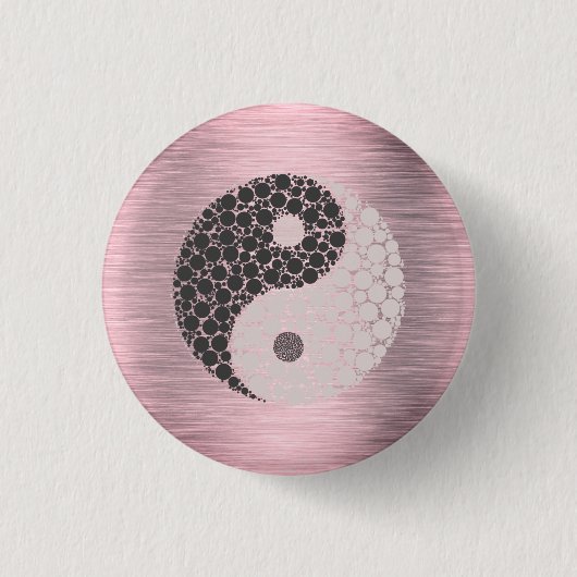 Badge Rond 2,50 Cm Rose Blush Yin Yang (Devant)
