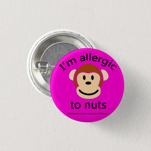 Badge Rond 2,50 Cm Rose d'alerte d'allergie d'écrou (Devant & derrière)