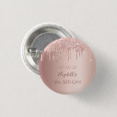 Badge Rond 2,50 Cm rose de 18e anniversaire parties scintillant or no (Devant & derrière)