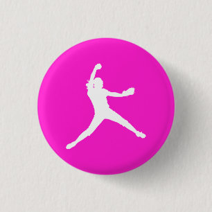 Badge Rond 2,50 Cm Rose de bouton de silhouette de Fastpitch
