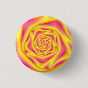 Badge Rond 2,50 Cm Rose de la spirale à boutons en jaune et rose