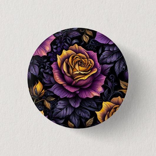 Badge Rond 2,50 Cm Rose d'or dans les ténèbres (Devant)