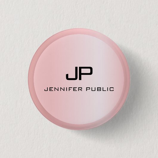 Badge Rond 2,50 Cm Rose Gold Monogramme Modèle Élégant Moderne (Devant)