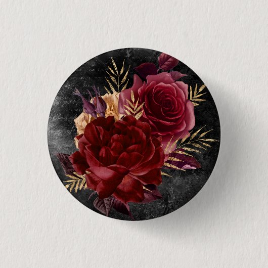 Badge Rond 2,50 Cm Rose gothique d'automne | Bouton (Devant)