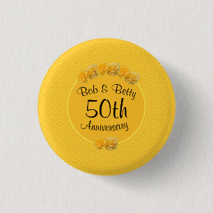Badge Rond 2,50 Cm Rose jaune personnalisée 50e anniversaire