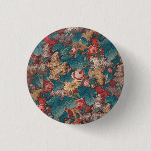 Badge Rond 2,50 Cm Rose, Lilac, Grand Jardin Vintage Feuille