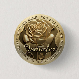 Badge Rond 2,50 Cm Rose or avec nom Memorial