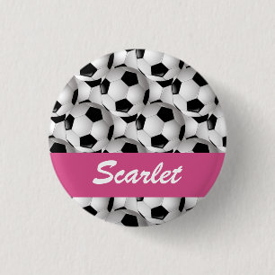 Badge Rond 2,50 Cm Rose personnalisé de motif de ballon de football