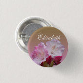 Badge Rond 2,50 Cm rose rhododendron fleurs nom (Devant & derrière)