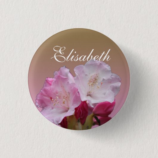 Badge Rond 2,50 Cm rose rhododendron fleurs nom (Devant)