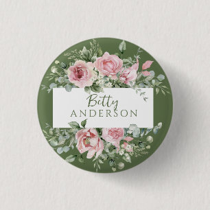Badge Rond 2,50 Cm Rose rose blush personnalisée