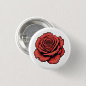 Badge Rond 2,50 Cm Rose rouge (Devant & derrière)