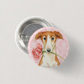Badge Rond 2,50 Cm Rose Valentin Borzoi (Devant & derrière)
