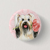 Badge Rond 2,50 Cm Rose Valentin Lhasa Apso (Devant)