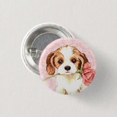 Badge Rond 2,50 Cm Rose Valentine Cavalier (Devant & derrière)