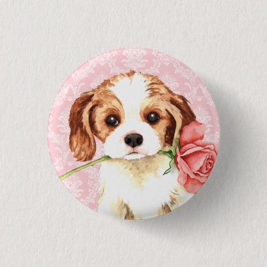 Badge Rond 2,50 Cm Rose Valentine Cavalier (Devant)