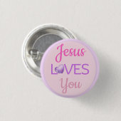 Badge Rond 2,50 Cm Rose violet Jésus aime vous Citer l'aimant (Devant & derrière)