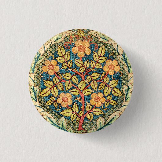 Badge Rond 2,50 Cm Rose Wreath par William Morris, design populaire (Devant)