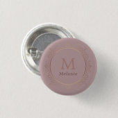 Badge Rond 2,50 Cm Rosegold Modèle Monogramme Élégant Moderne (Devant & derrière)