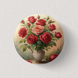Badge Rond 2,50 Cm Roses dans le vase