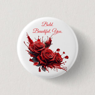 Badge Rond 2,50 Cm Roses en fleur - Anniversaire élégant