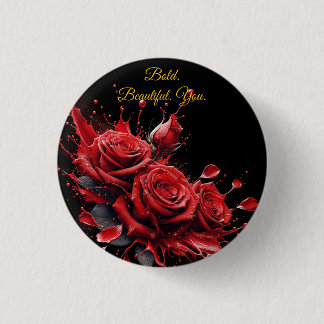 Badge Rond 2,50 Cm Roses en fleur - Anniversaire élégant
