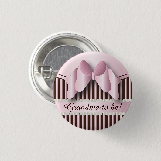 Badge Rond 2,50 Cm Roses et rayures Brown (Devant & derrière)