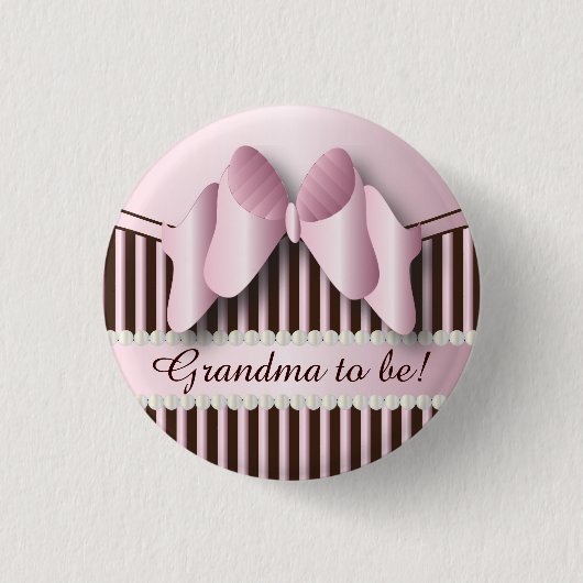 Badge Rond 2,50 Cm Roses et rayures Brown (Devant)