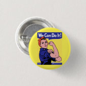 Badge Rond 2,50 Cm Rosie le Riveter Rencontrez Roy Lichtenstein Pop A (Devant & derrière)