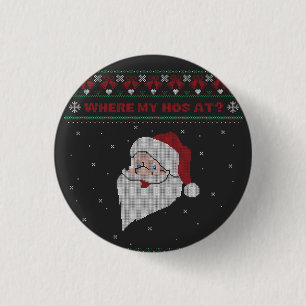 Badge Rond 2,50 Cm Rouge et vert Où se trouve mon cheval ? Père Noël