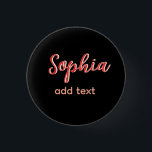 Badge Rond 2,50 Cm Rouge nom fille patron texte noir élégant<br><div class="desc">conception filaire</div>