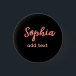 Badge Rond 2,50 Cm Rouge nom fille patron texte noir élégant<br><div class="desc">conception filaire</div>