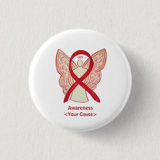 Badge Rond 2,50 Cm Rouge Sensibilisation Ruban Angle Personnalisé Pin (Devant)