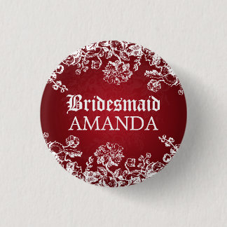 Badge Rond 2,50 Cm Rouge victorien de Flourish de faveur élégante de