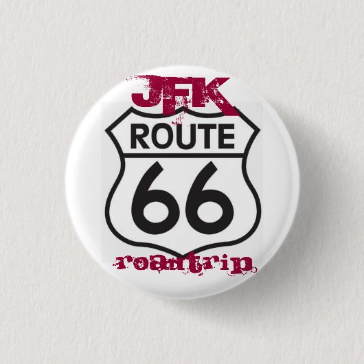 Badge Rond 2,50 Cm route66, promenade en voiture, JFK (Devant)