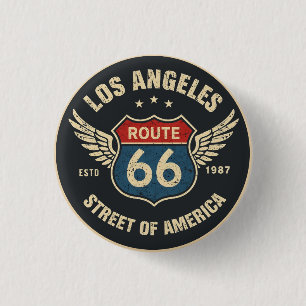 Badge Rond 2,50 Cm Route américaine 66 La route mère gif de l'autorou
