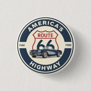 Badge Rond 2,50 Cm Route américaine 66 Route touristique Cadeaux de v