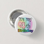 Badge Rond 2,50 Cm Roze C'est mon 4e anniversaire (Devant & derrière)