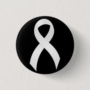 Badge Rond 2,50 Cm Ruban de blanc de cancer de poumon