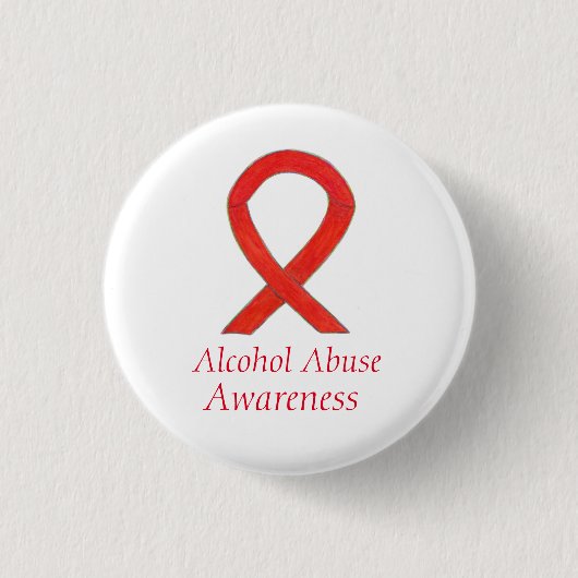Badge Rond 2,50 Cm Ruban de sensibilisation à l'abus d'alcool Pin per (Devant)